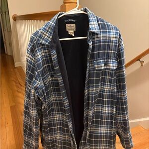 L.L. Bean Men's Navy Checkered Shirt Jacket